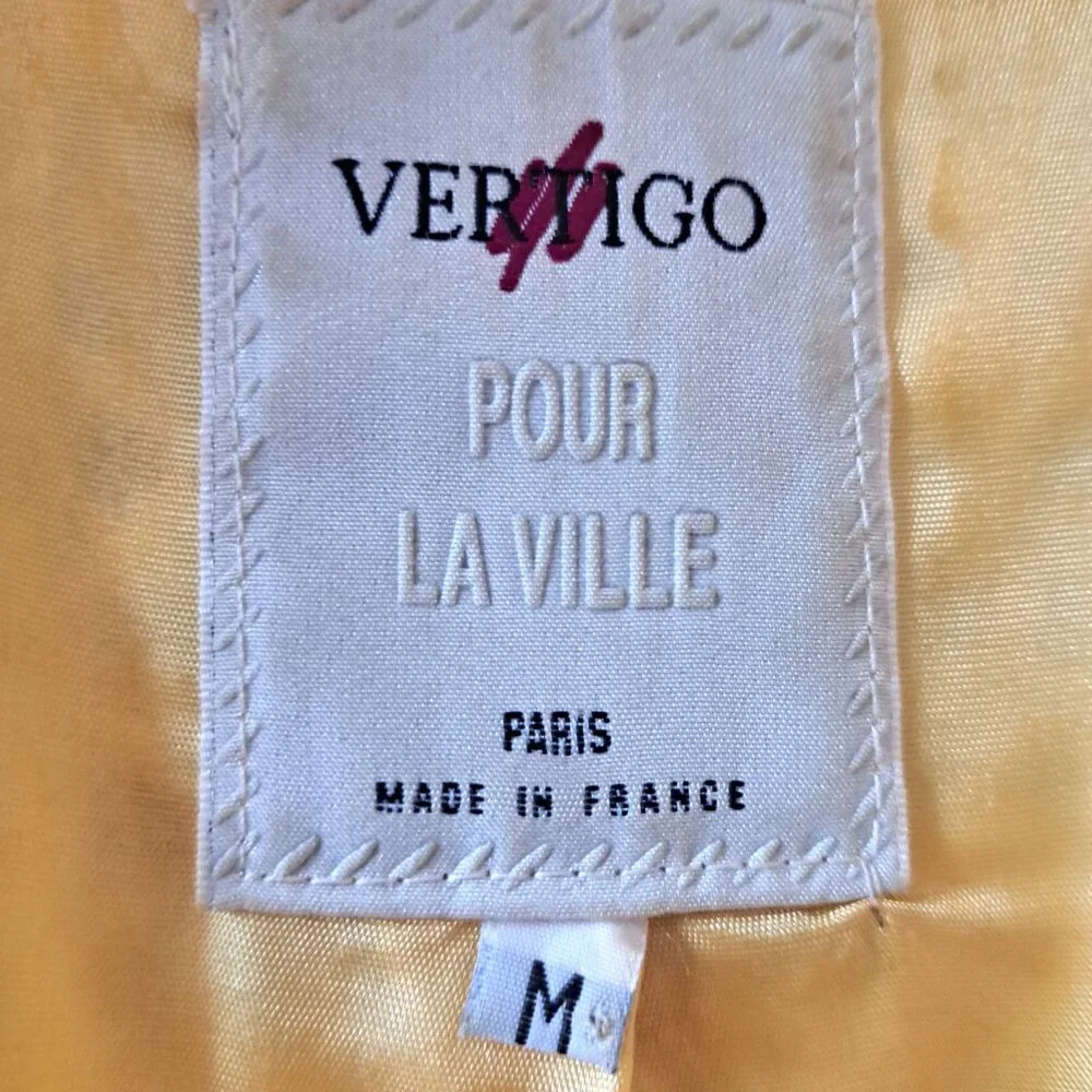 Vintage VERTIGO Rayon Cotton Blend Jacket Mini Skirt Suit Made in France Size M - Picture 3 of 15